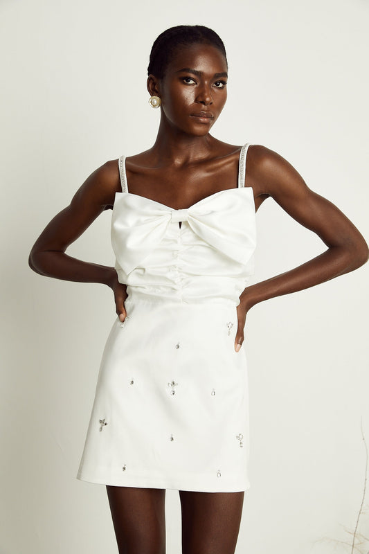 Anastasia white crystalembellished mini dress