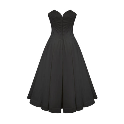 Katherine offshoulder corset midi dress in Black