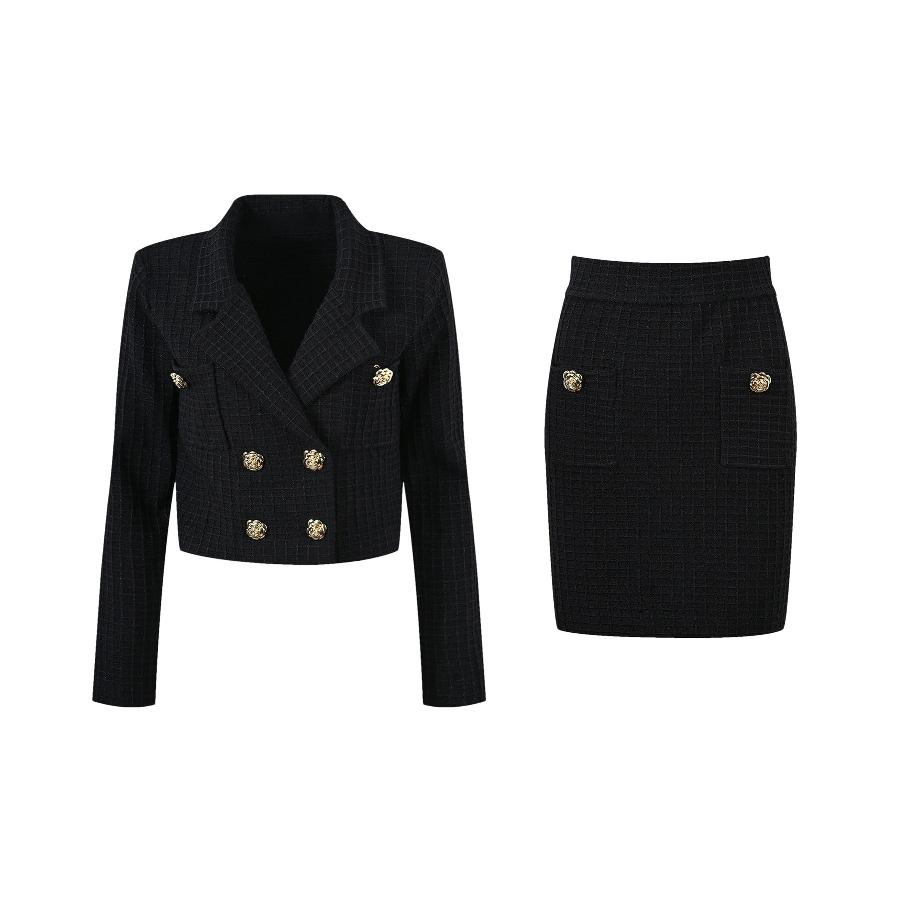 Élodie waffleknit jacket  skirt matching set