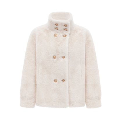 Chantal white fauxfur doublebreasted jacket