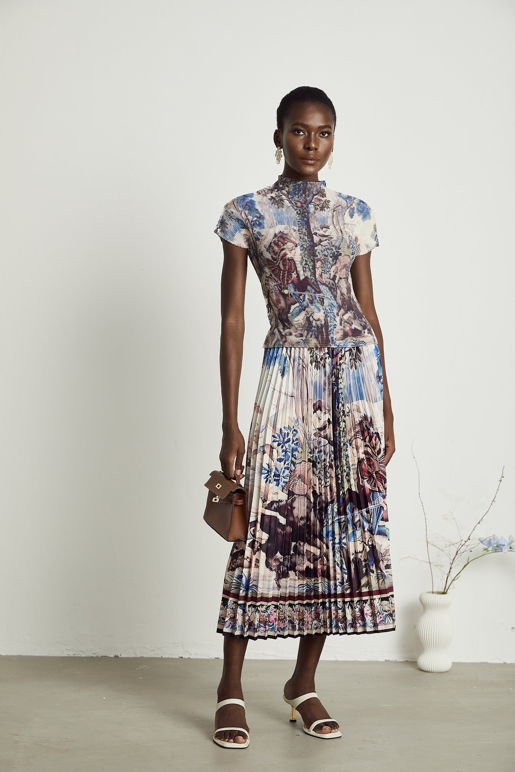 Blanche floralprint pleated top  skirt matching set