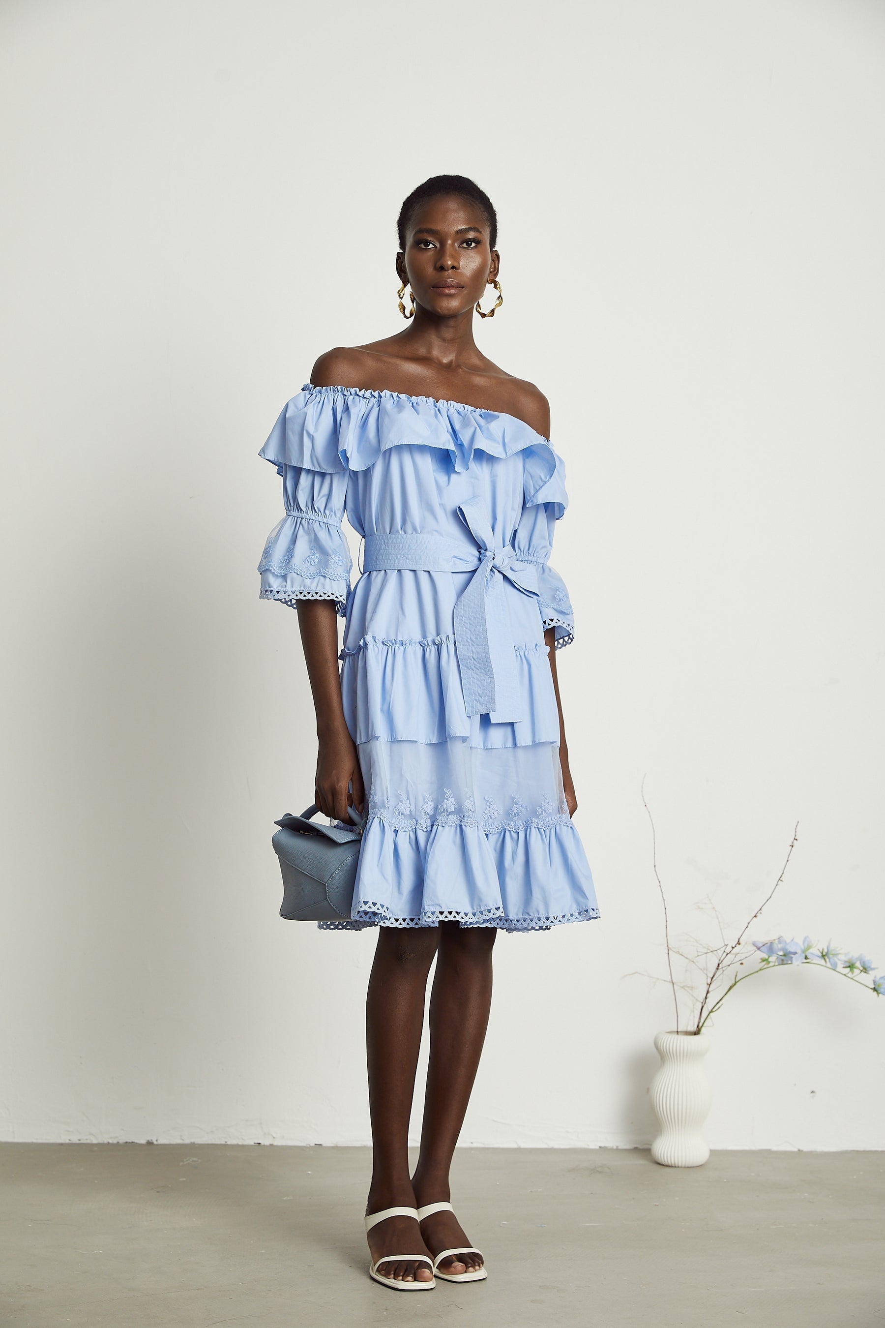 Sophie offshoulder tiered midi dress
