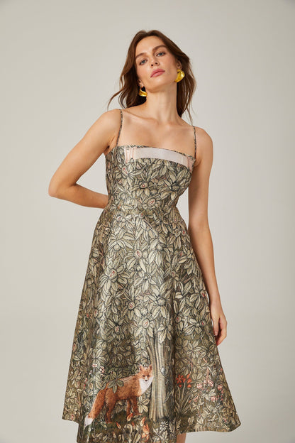 Claudia green jungleprint midi dress