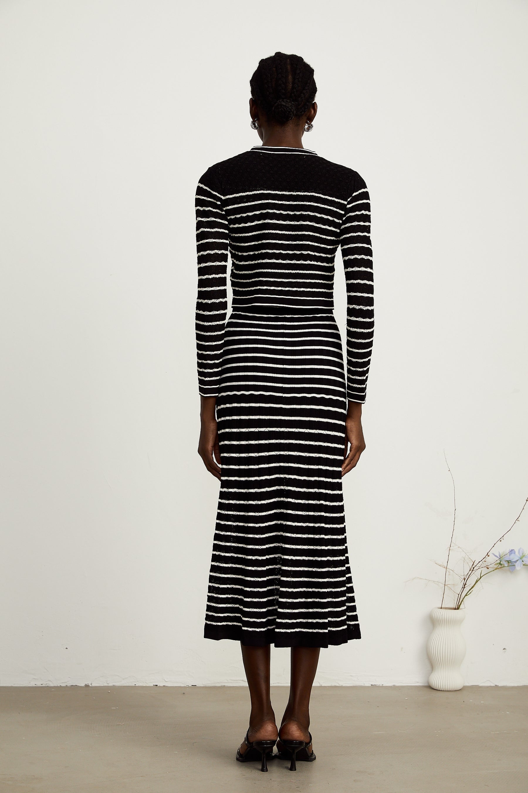 Charlotte striped knitted cardigan  dress matching set