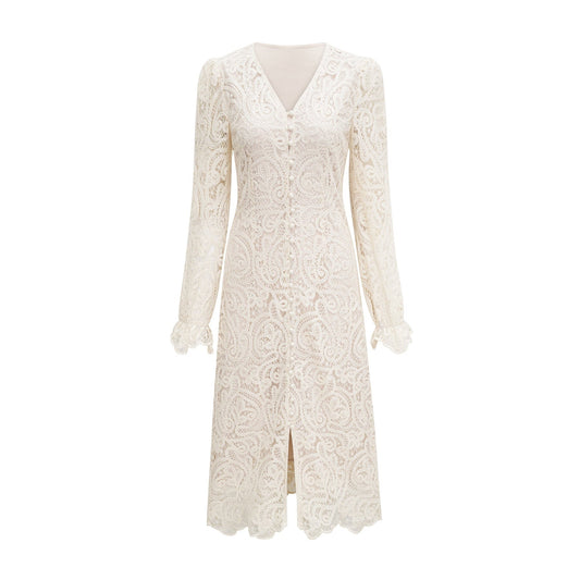 Galatea white lace longsleeve dress