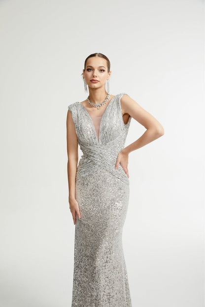Caelia silver embellished maxi dress