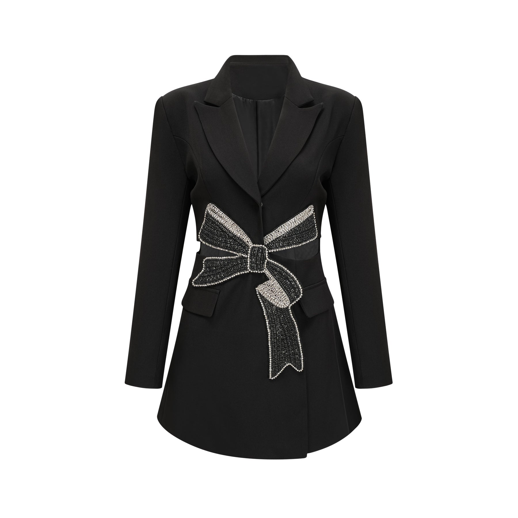 Justine black bowknot cutout blazer