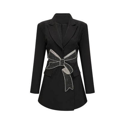 Justine black bowknot cutout blazer