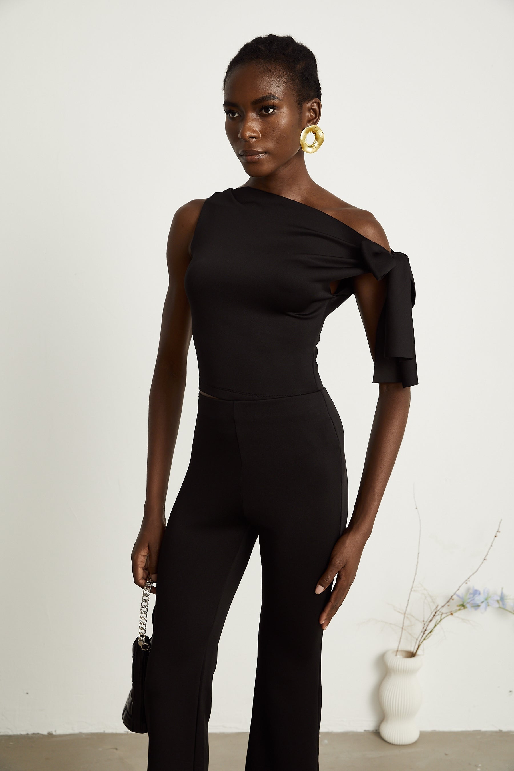 Clotilde black knitted top  trousers matching set