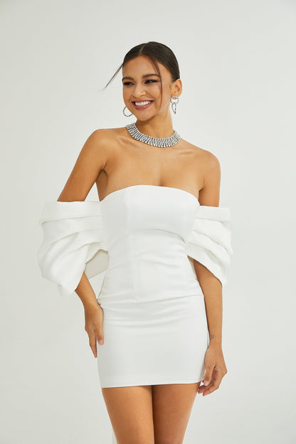 Hélène white oversizebow mini dress
