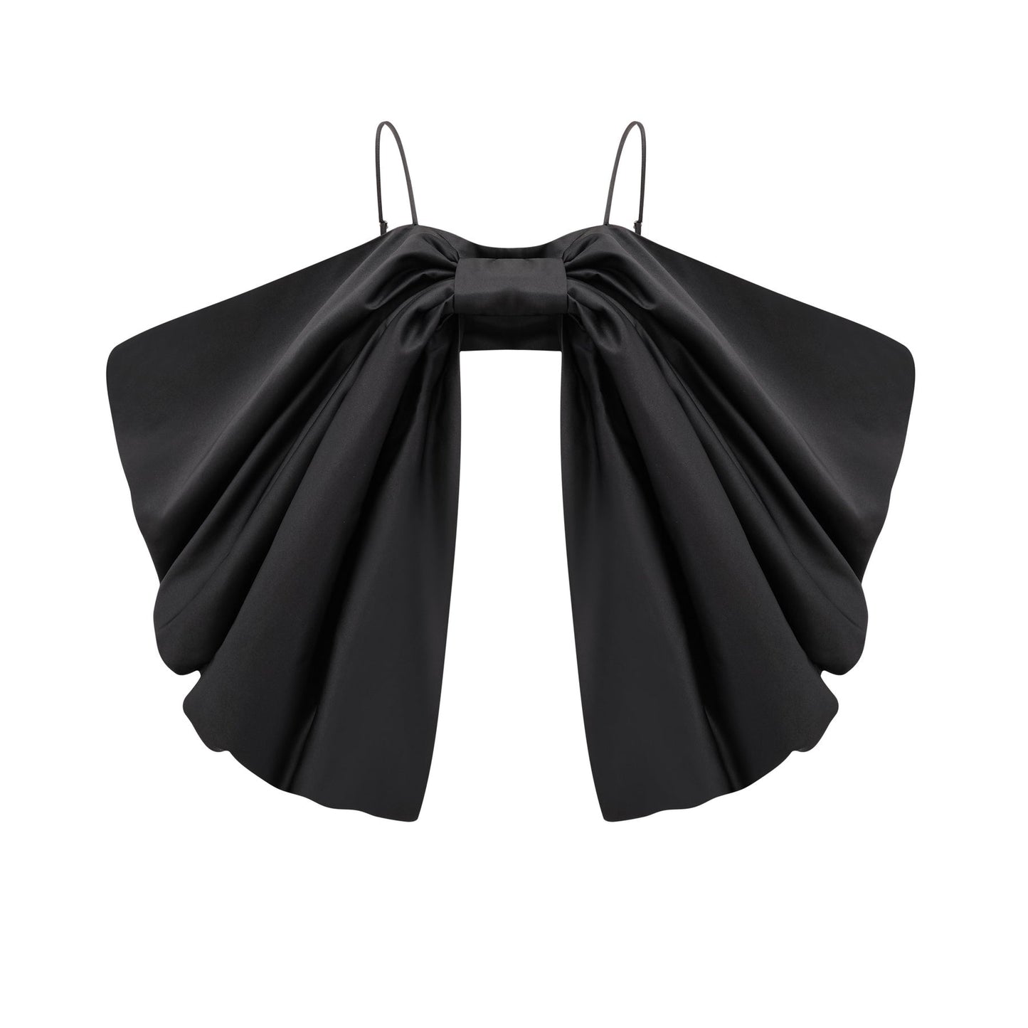 Solène bowknot scoopback top in Black
