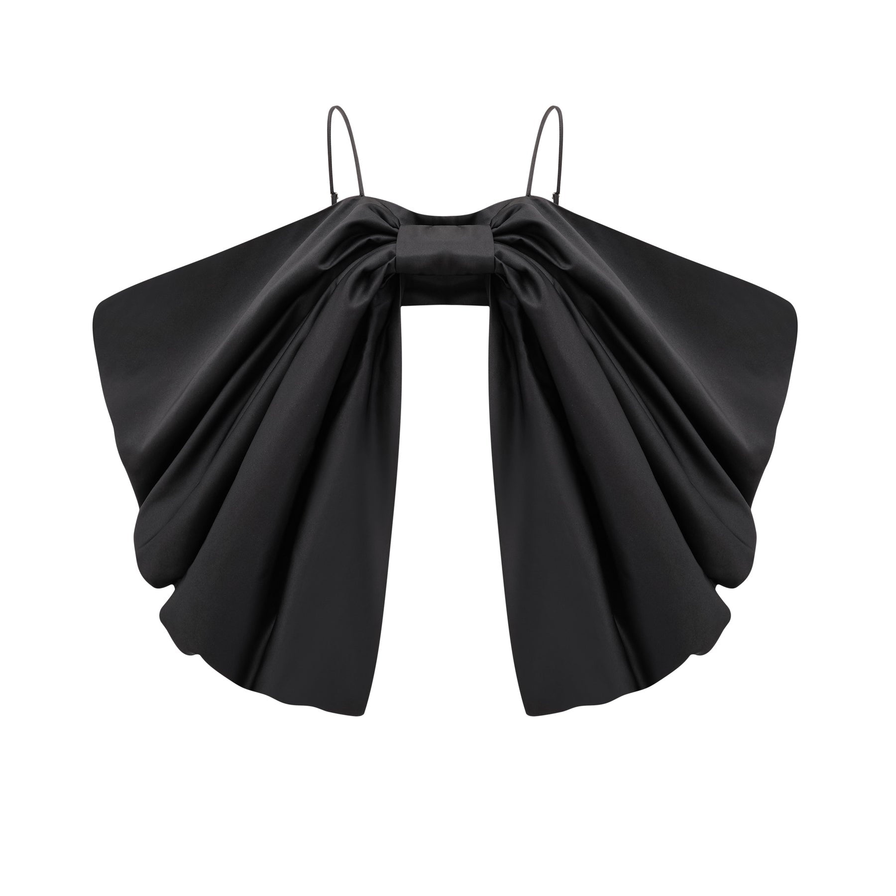 Solène bowknot scoopback top in Black