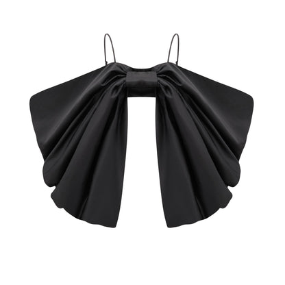 Solène bowknot scoopback top in Black
