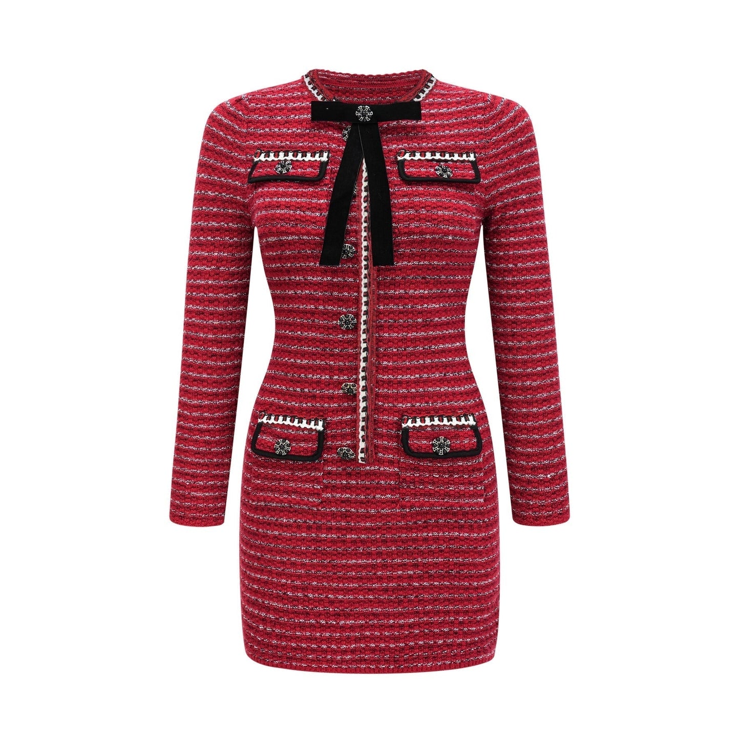 A short knit mini dress with a bow detail named Faustine
