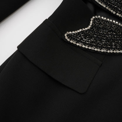 Justine black bowknot cutout blazer