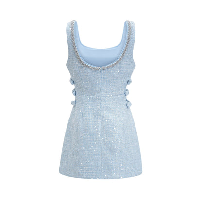 Manon blue tweed sequined mini dress