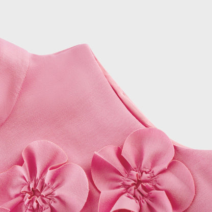 Magali bowtie fauxflower embellished sleeveless maxi dress in Pink