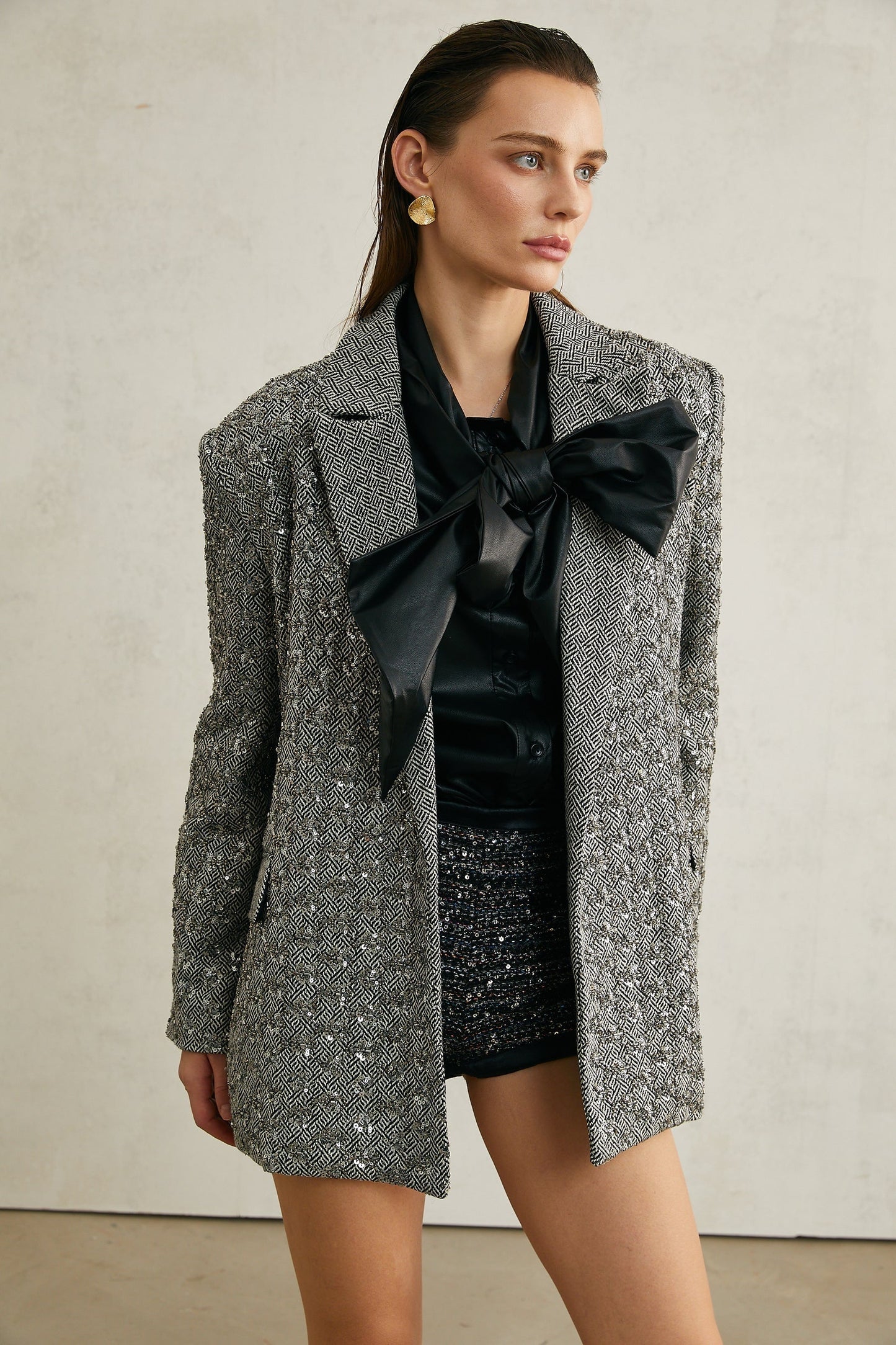 Solène herringboneprint blazer