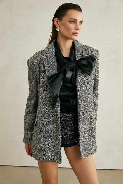 Solène herringboneprint blazer