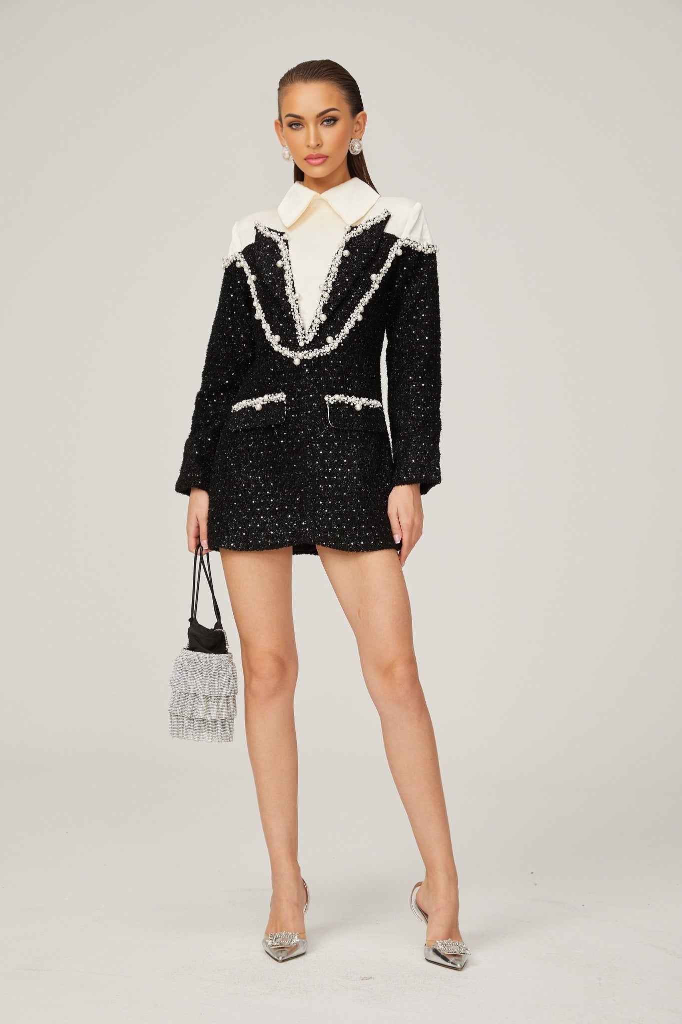 Éléonore fauxpearl tweed mini dress