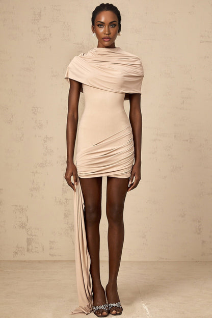 Gaëlle neutrals capedesign ruched fitted mini dress