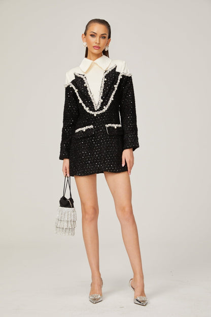 Éléonore fauxpearl tweed mini dress