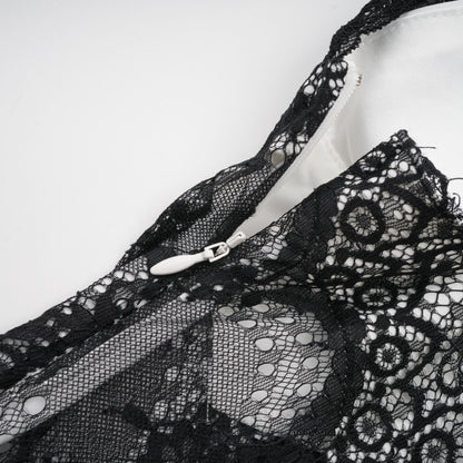 Éléonore contrastcolor lacedetail maxi dress