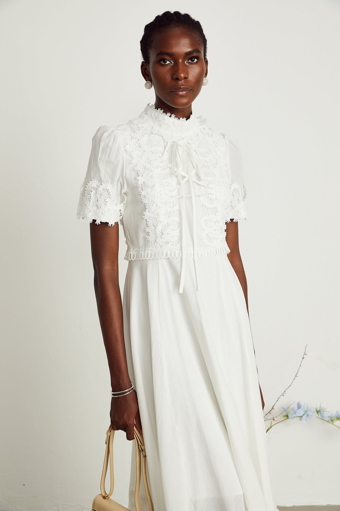 Patricia white florallace midi dress