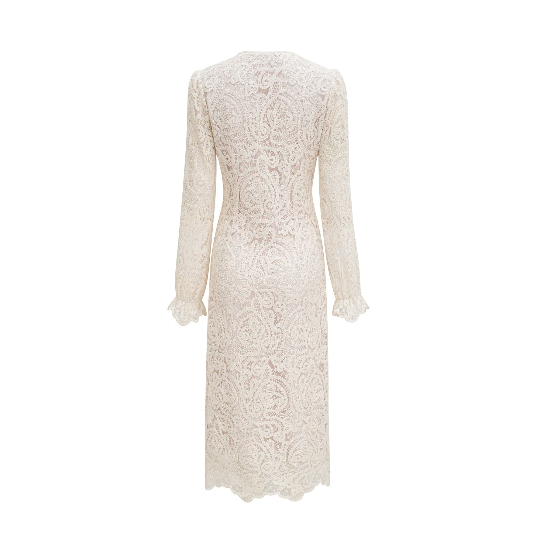 Galatea white lace longsleeve dress