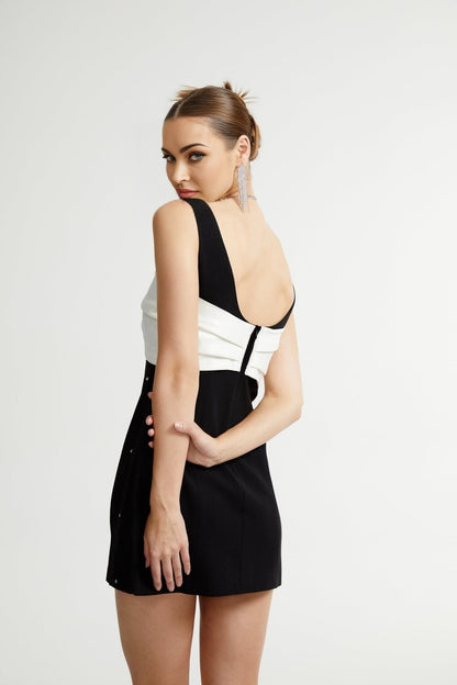 Black dress with bow and embellishment Ysabeau design