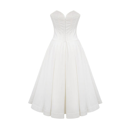Katherine offshoulder corset midi dress in White