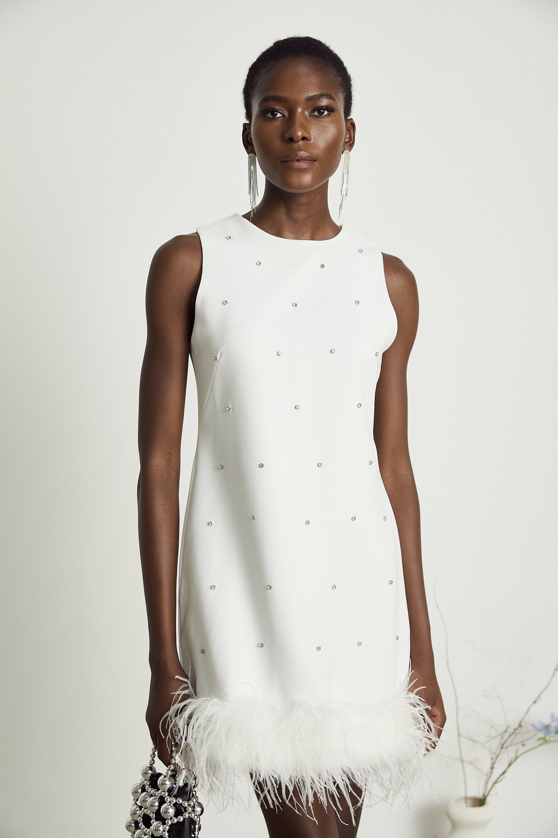 Faena embellished featherhem mini dress