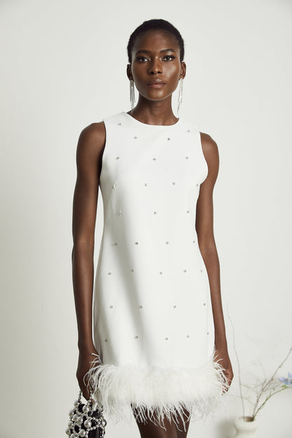 Faena embellished featherhem mini dress