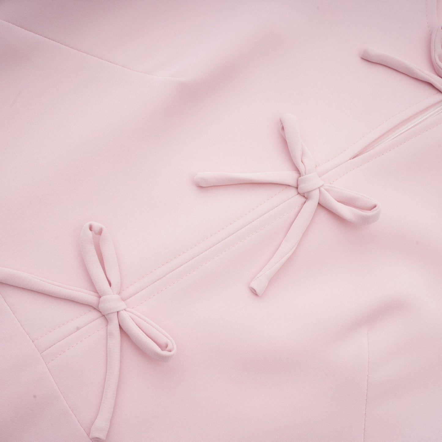 Elise pink bowdetail splitneck midi dress
