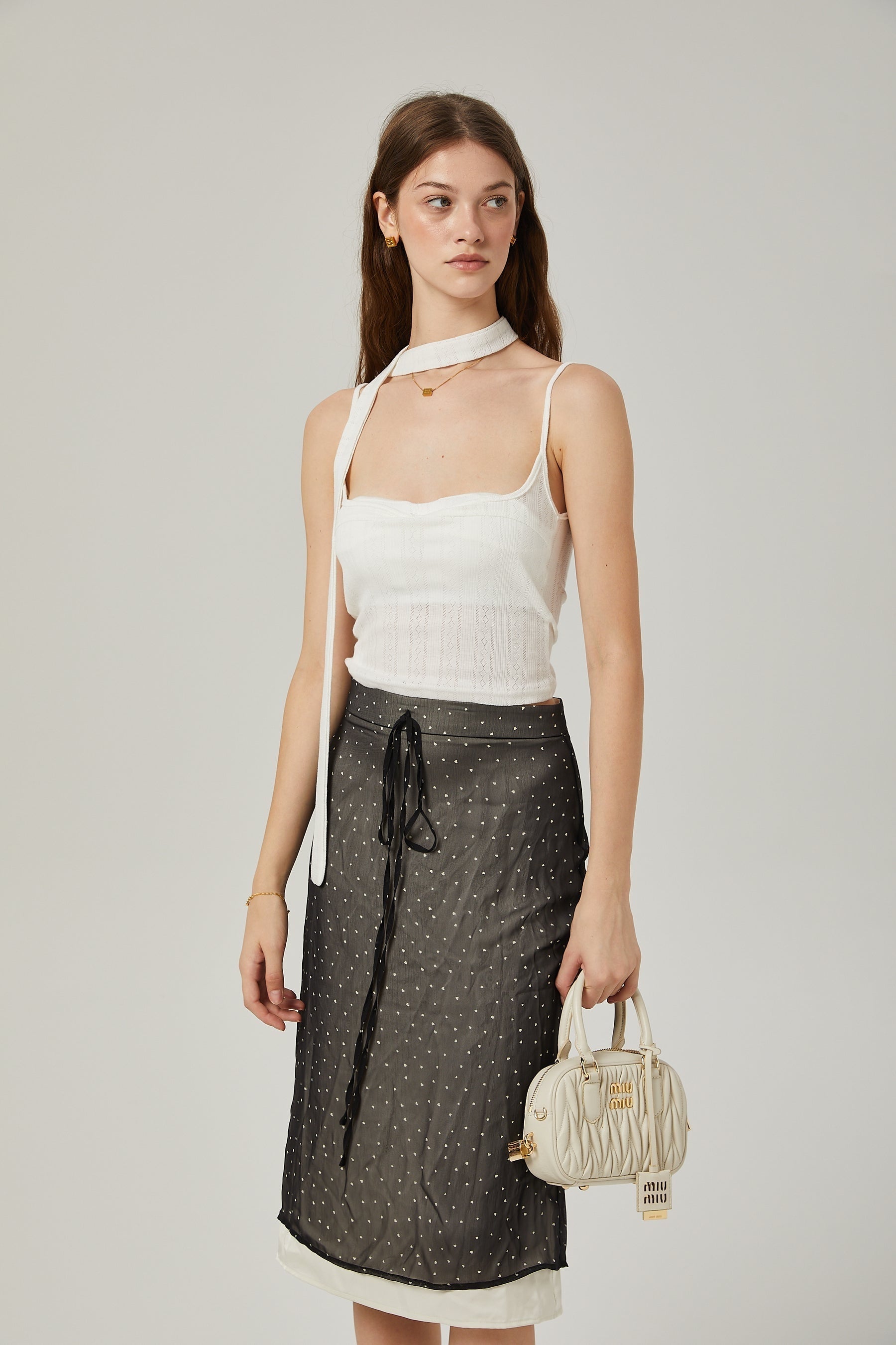 Gisèle tiewaisted polkadot print skirt