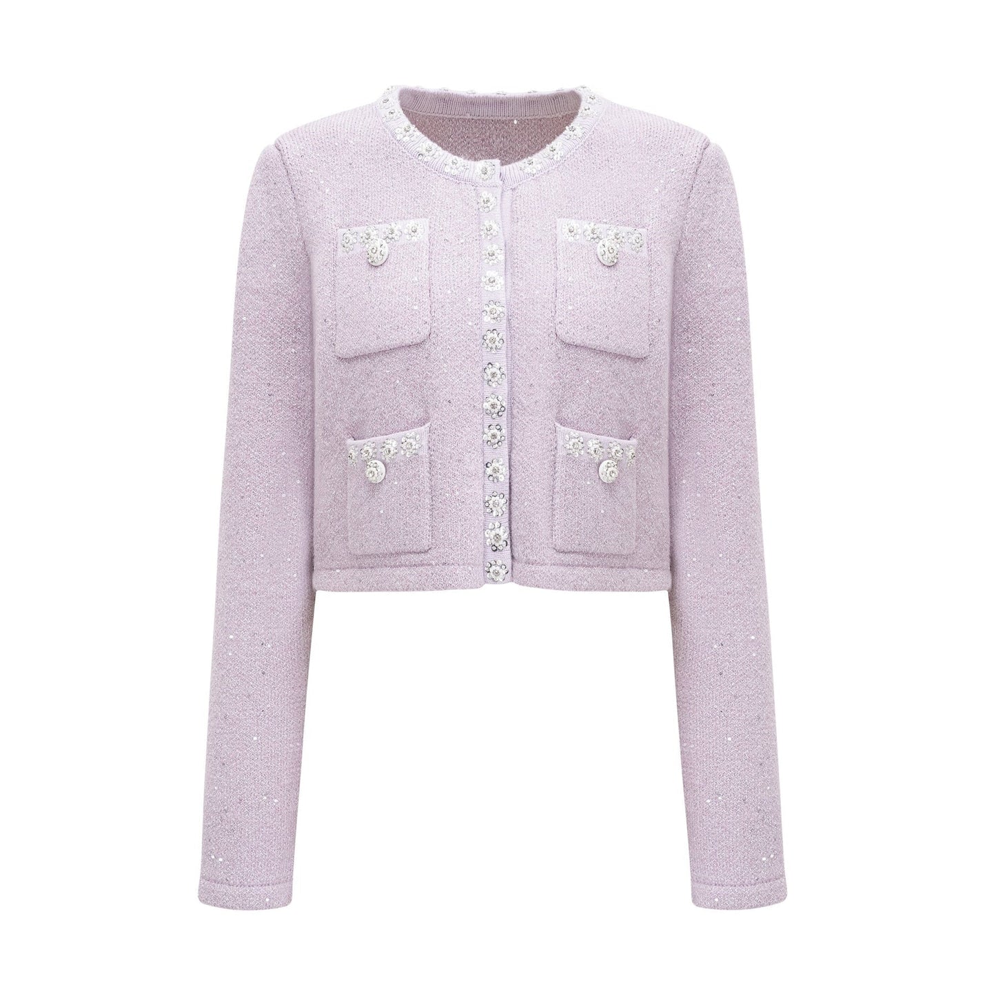 Fabienne purple sequindetail jacket  skirt matching set