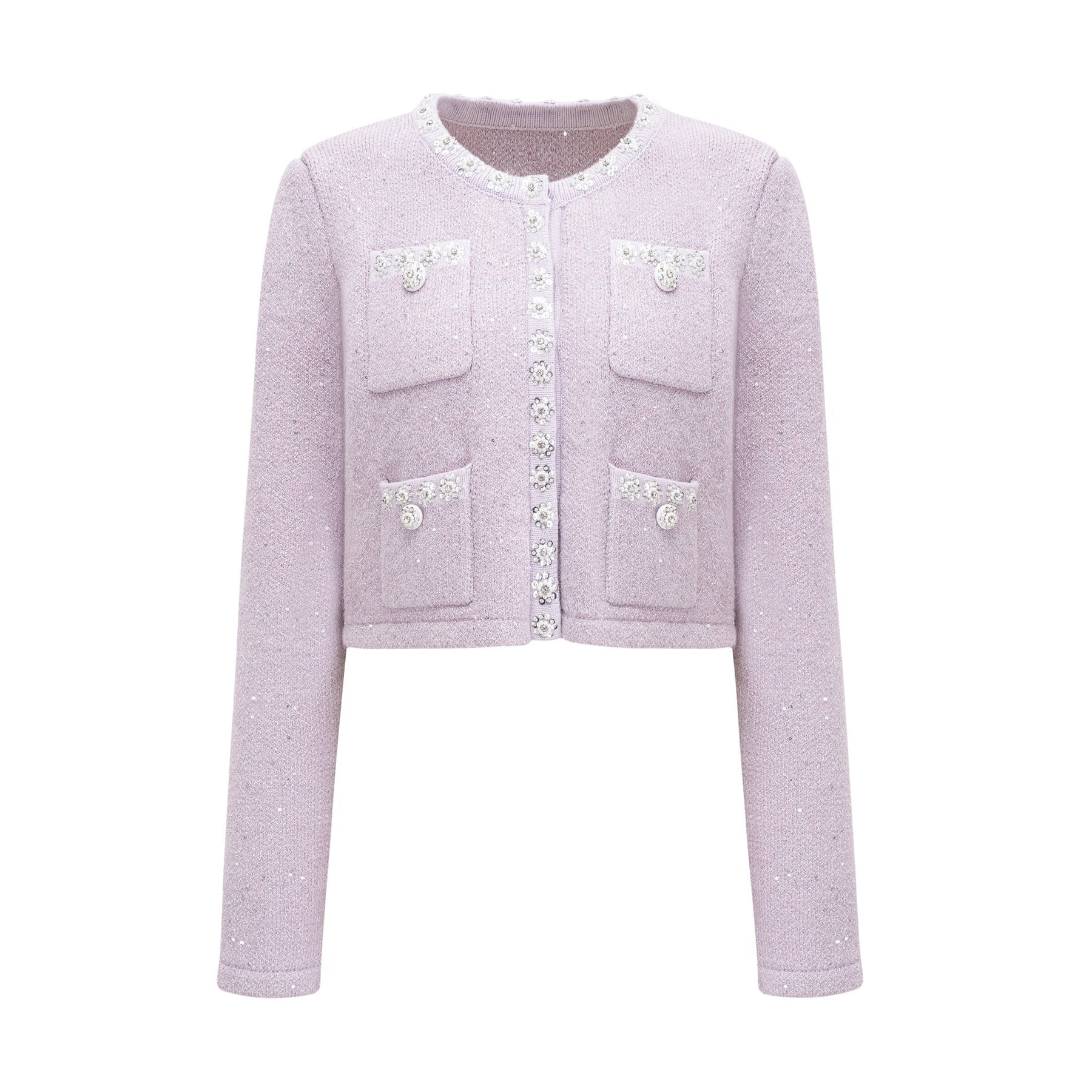 Fabienne purple sequindetail jacket  skirt matching set