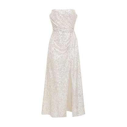 Beatrix silver offshoulder dress