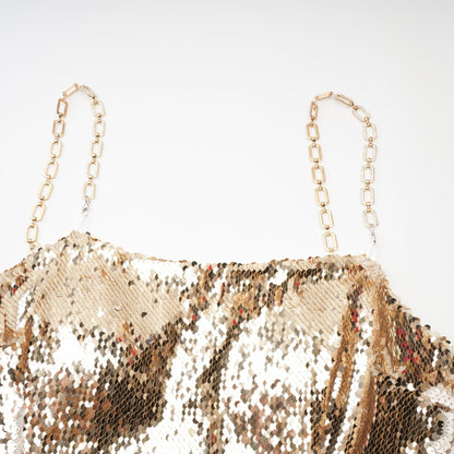 Arianwen gold reversible mini dress