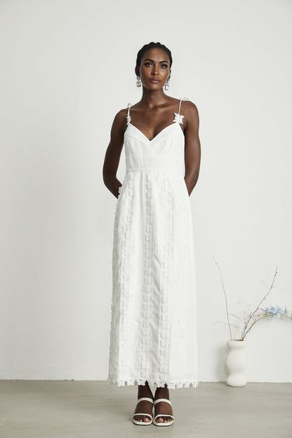 Renée lacebutterfly embroidered midi dress