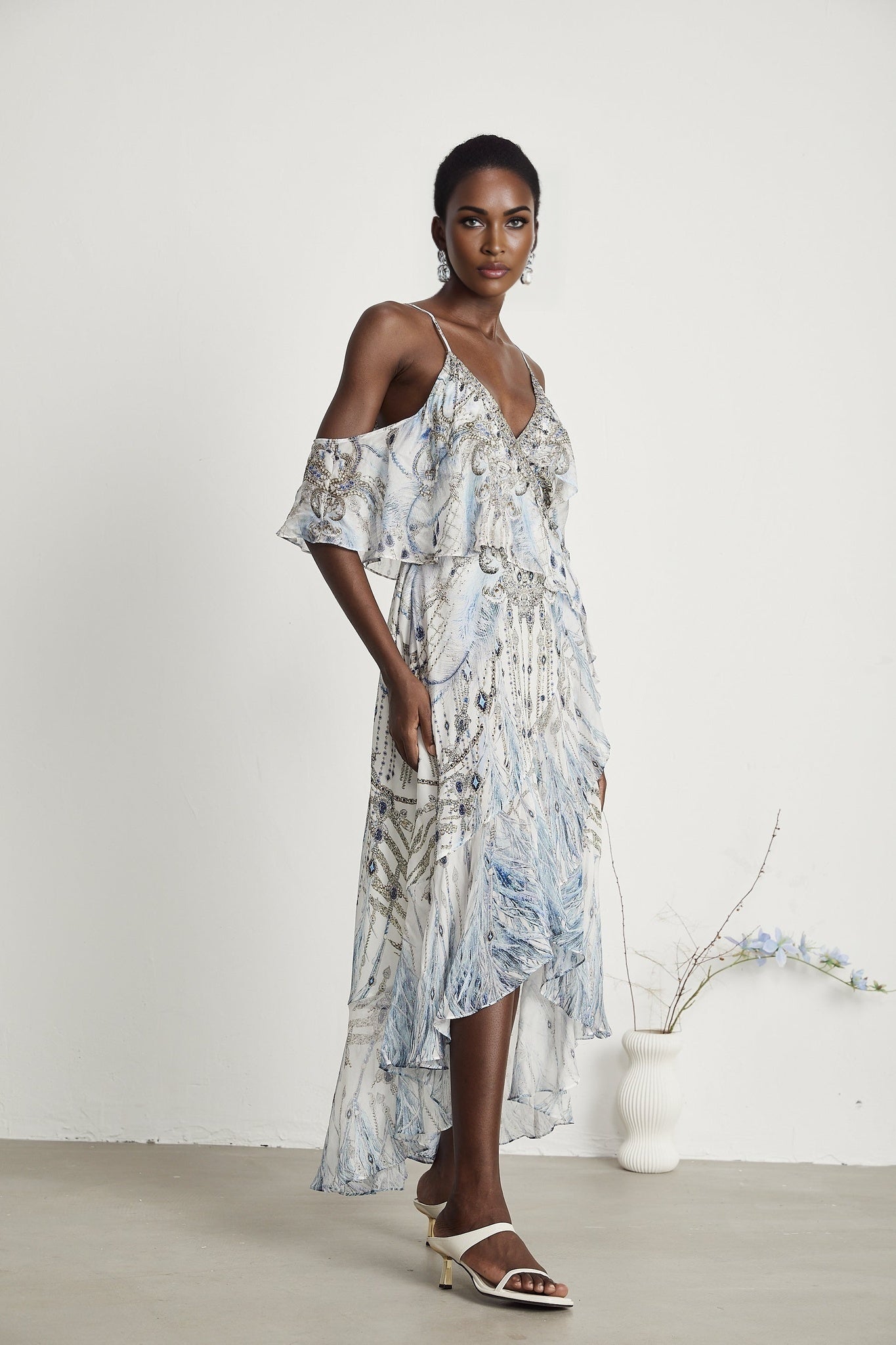 Ayla ruffle overlayer wrap dress