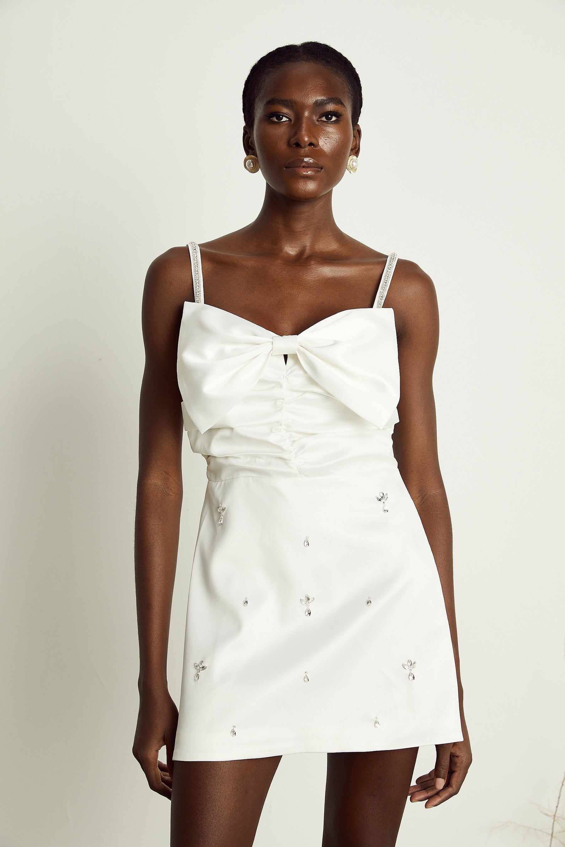 Anastasia white crystalembellished mini dress