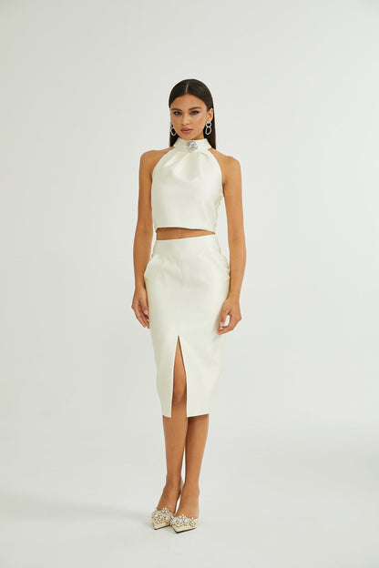 Manon white top  skirt matching set