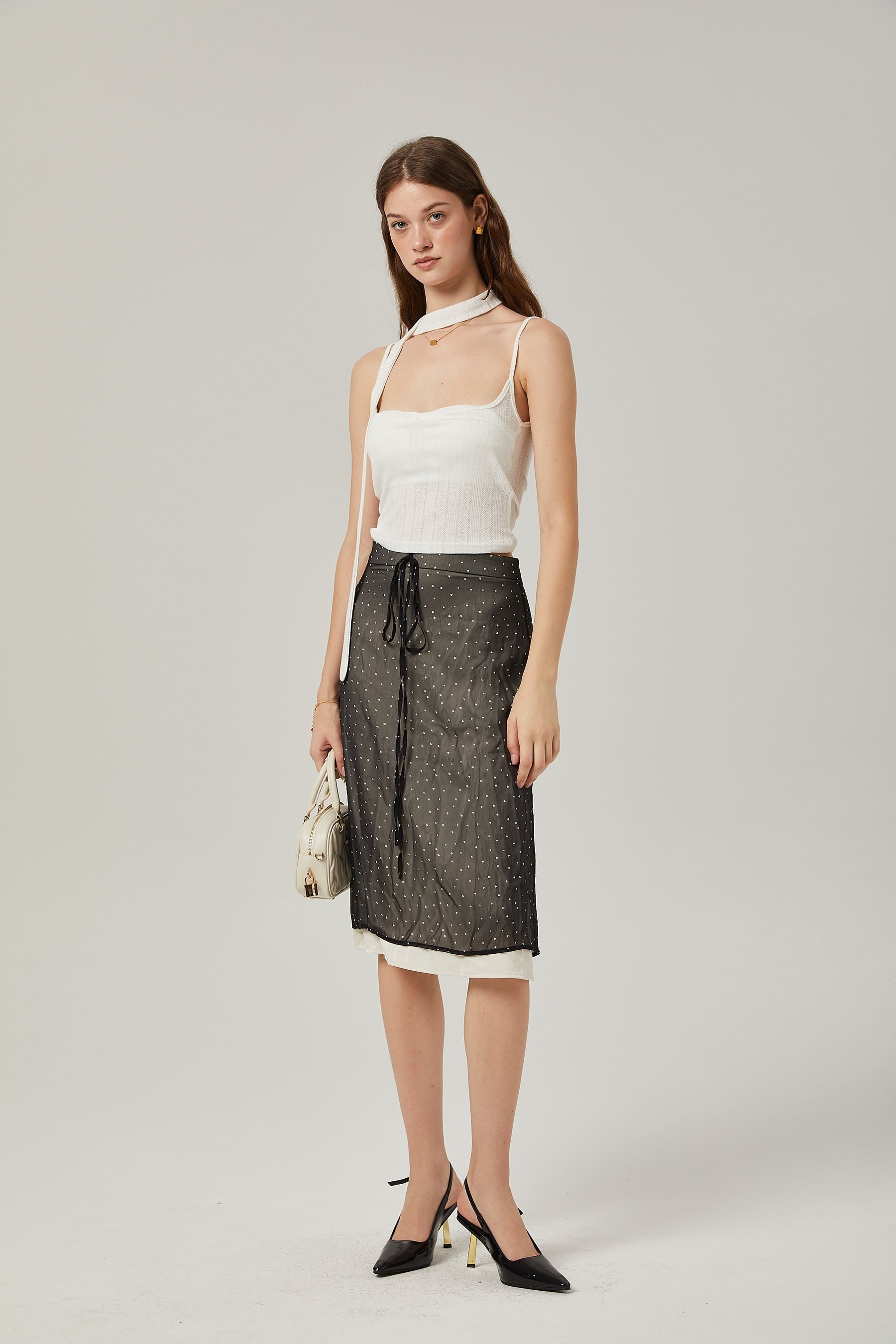 Gisèle tiewaisted polkadot print skirt