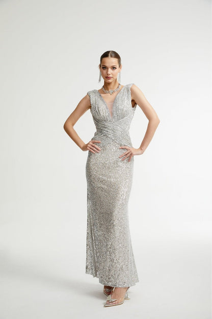 Caelia silver embellished maxi dress