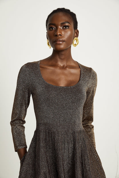 Émeline metallicthreading ribbed mini dress