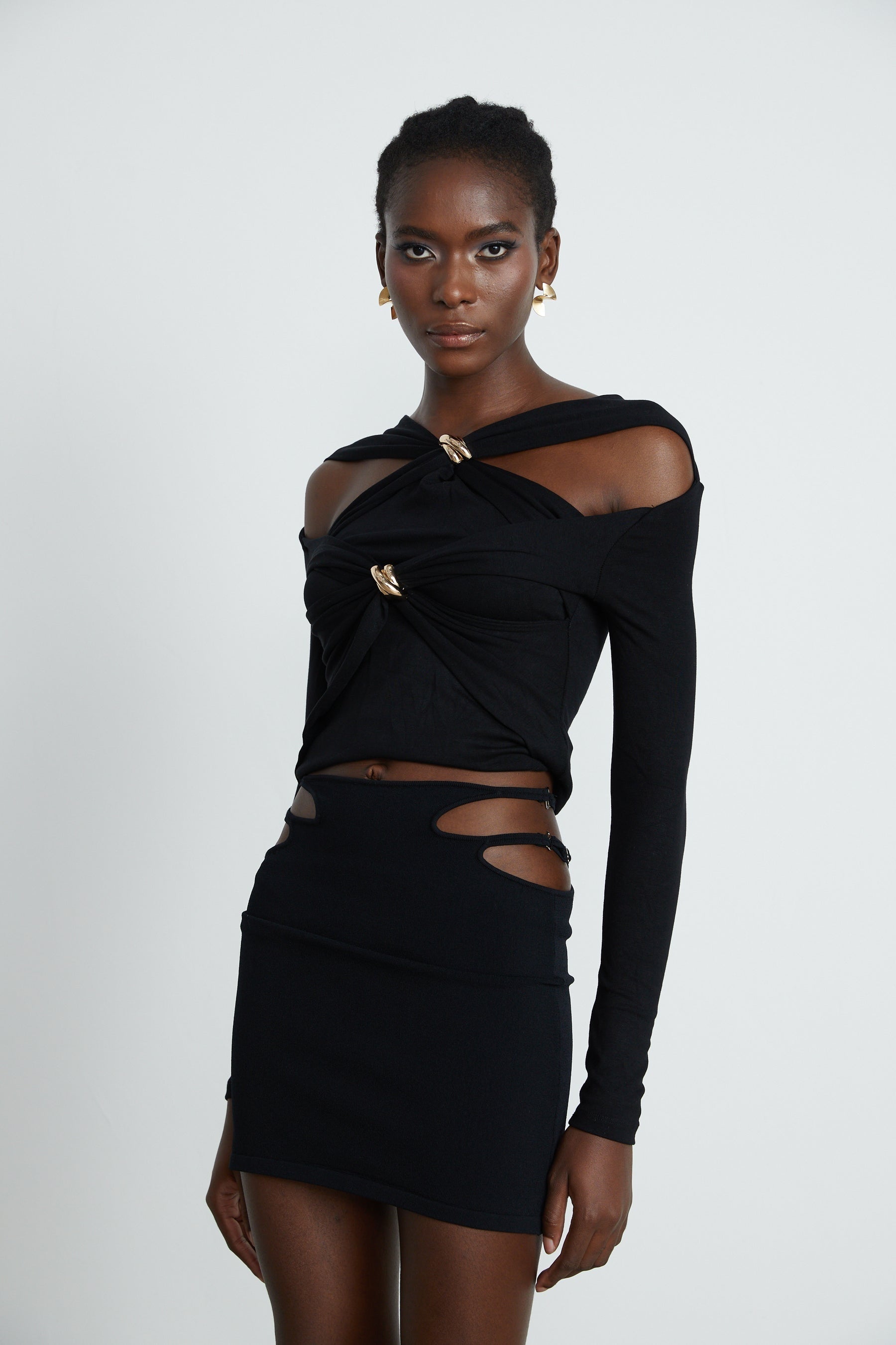 Clarabelle gatheredeffect cutout top