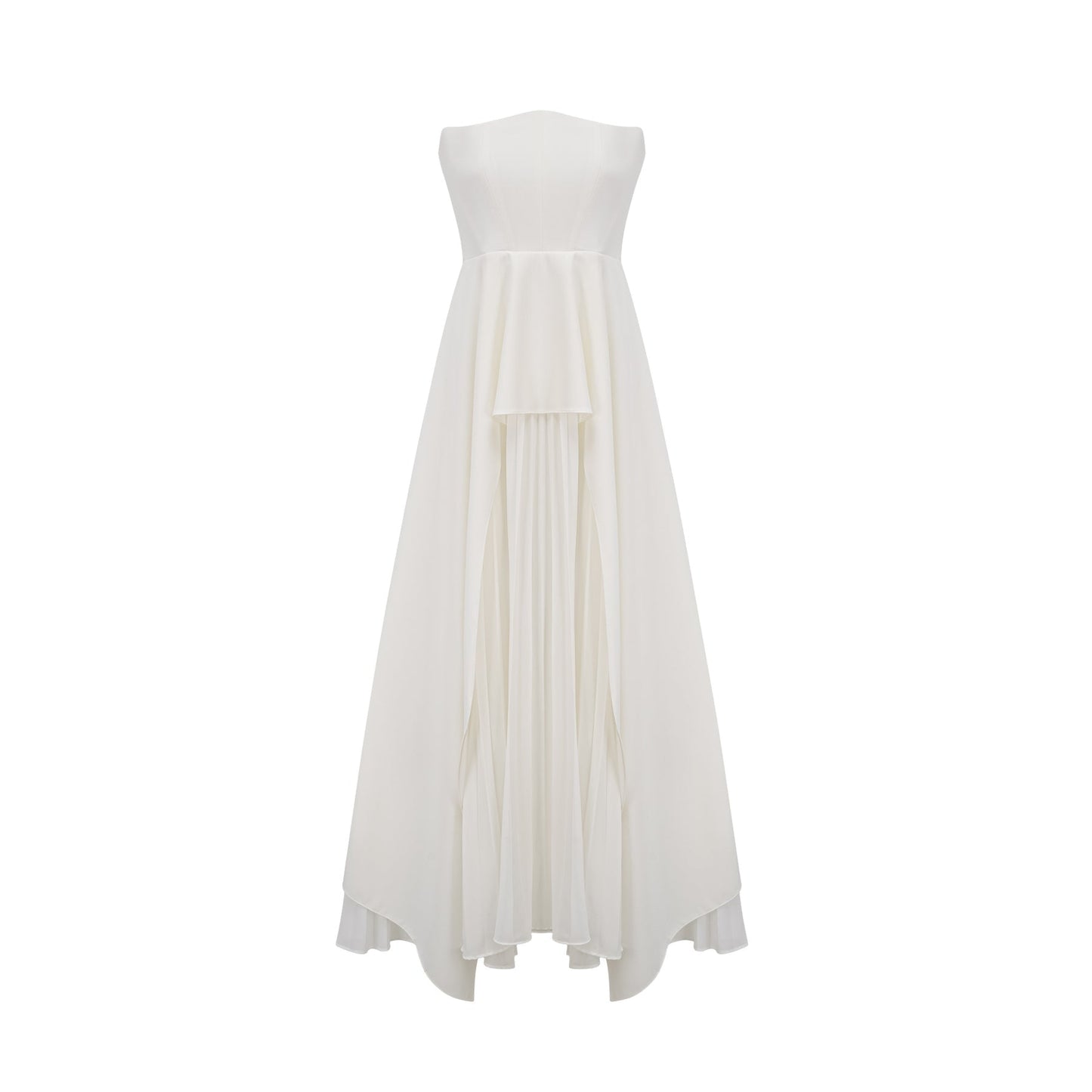 Vanessa white pleated offshoulder maxi dress