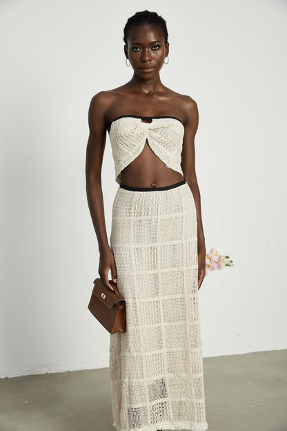 Yvette stretch knitted top  skirt matching set
