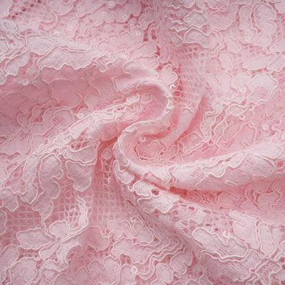 Elisabetta pink midi dress with floral embroidery and lace detailing featuring embellishments